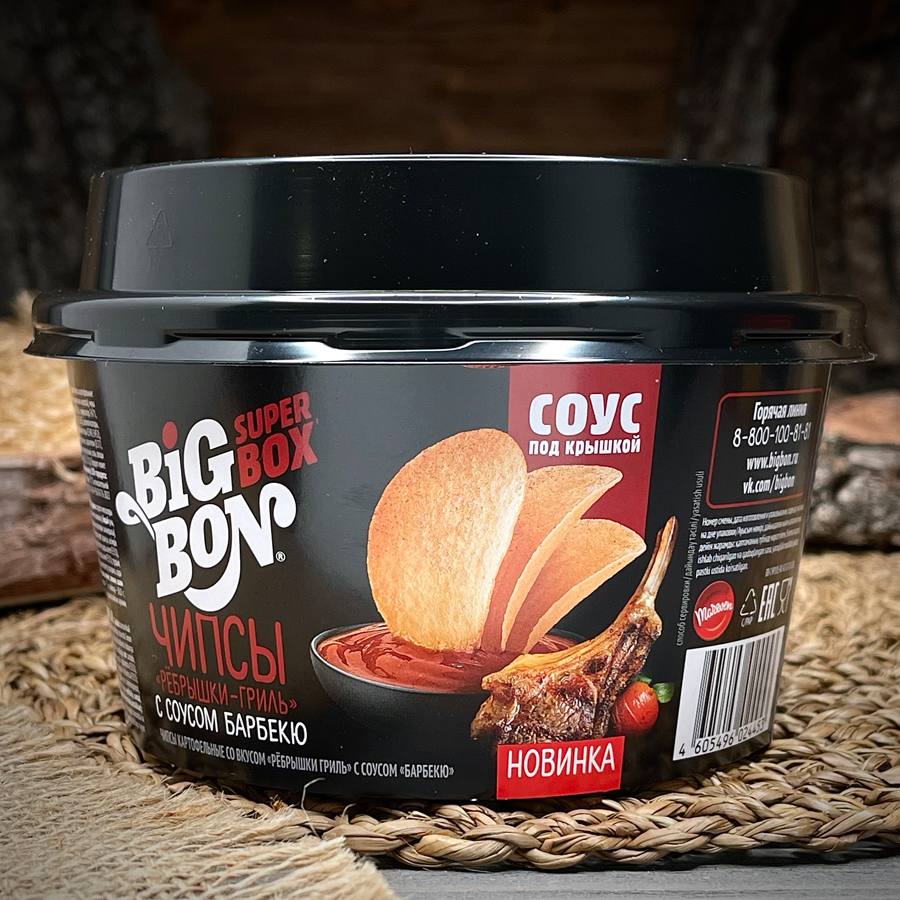 Чипсы со вкусом ребрышек-гриль с соусом барбекю "Big Bon" — фото 1