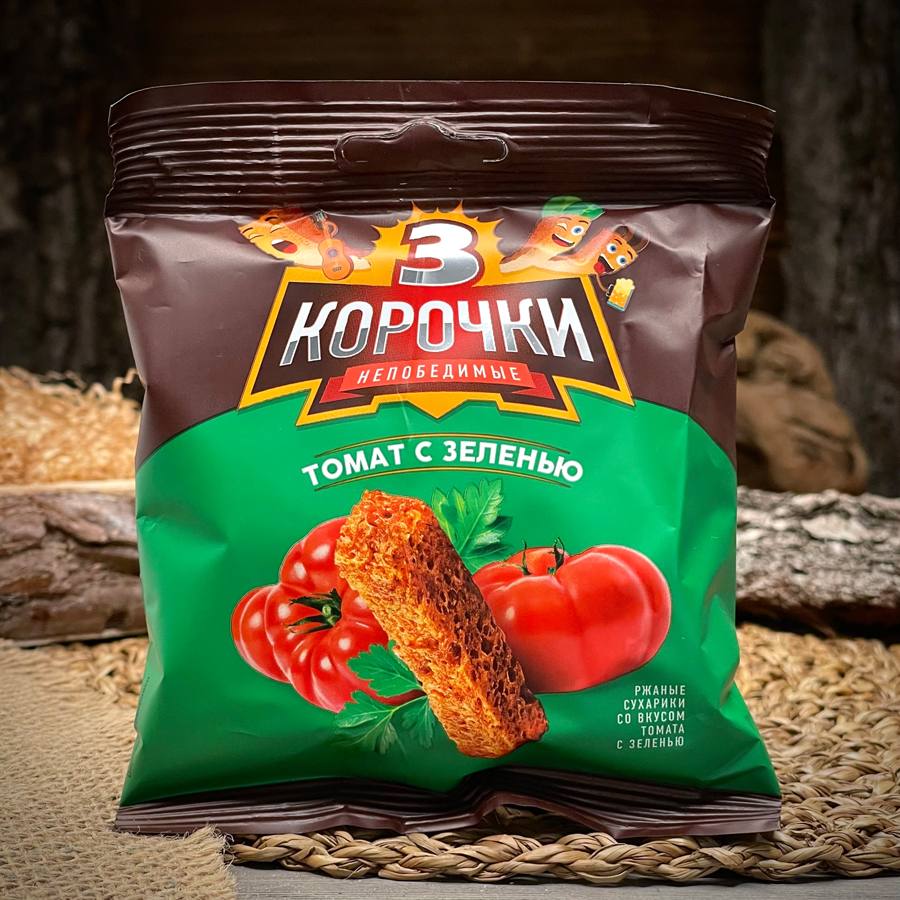 Сухарики со вкусом томата с зеленью "3 корочки" — фото 1