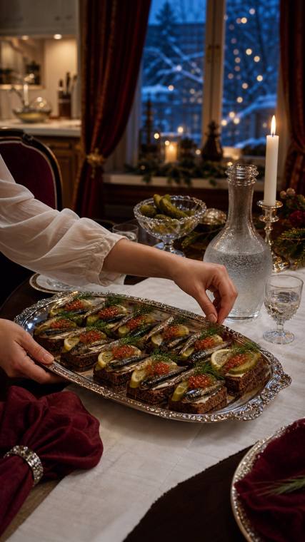 Tartine con caviale rosso