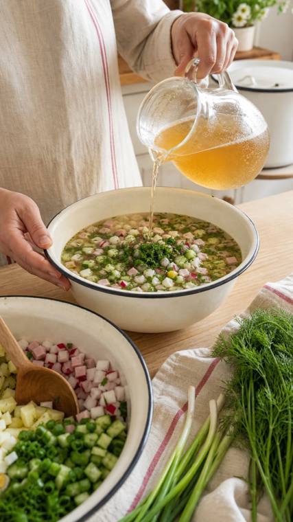 Okroshka — zuppa fredda al kvas