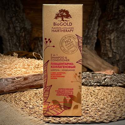 Shampoo e balsamo 2 in 1 alla placenta e collagene per capelli secchi "BioGold"