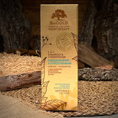 Shampoo e balsamo alla placenta e collagene per capelli grassi "BioGold"