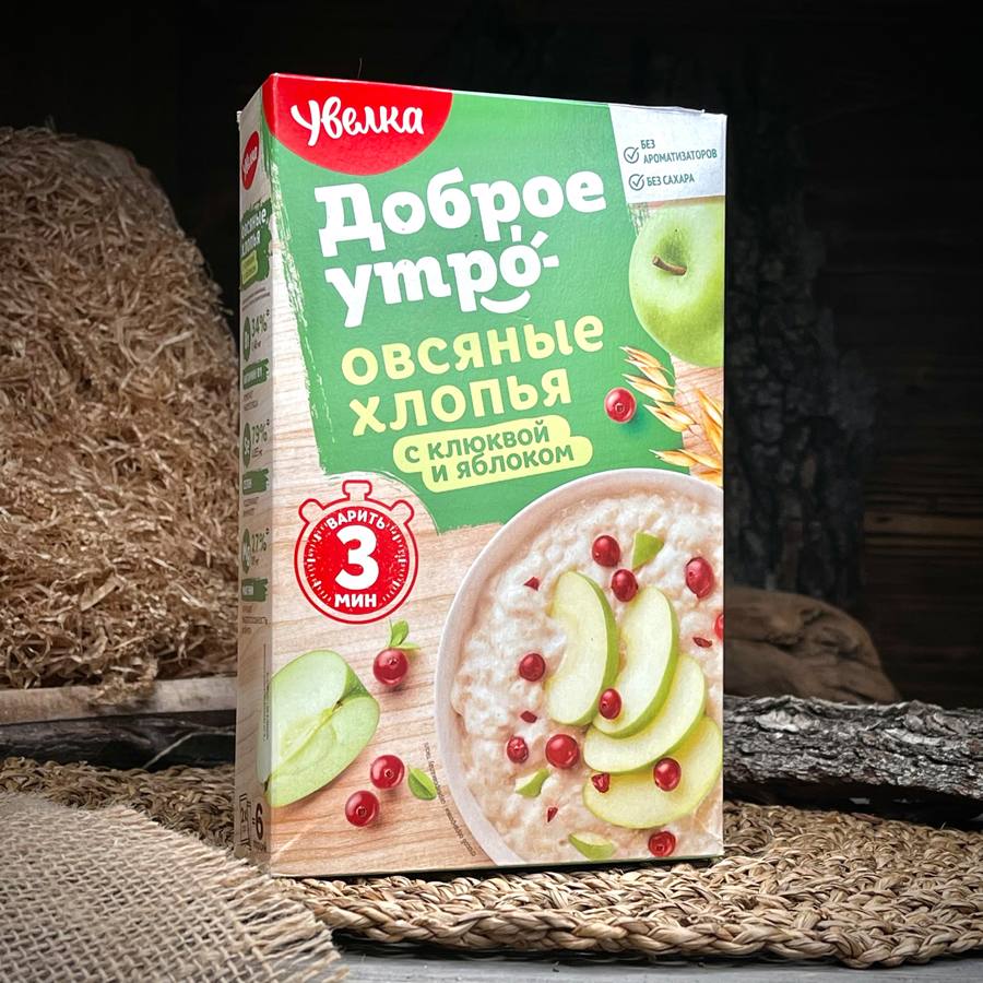 Овсяные хлопья с клюквой и яблоком "Увелка" — фото 1